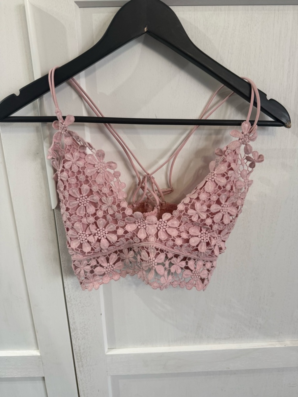 Free People Dusty Pink Floral Crochet Bralette